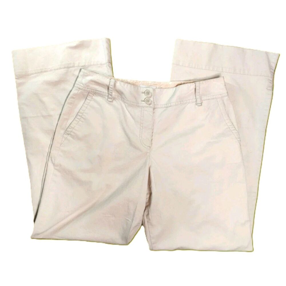Ann Taylor LOFT Julie Khaki Cotton Blend Wide Leg Pants Size 10